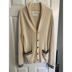 Abercrombie & Fitch Long Collared Cardigan with Front Pockets & Accent Stripes